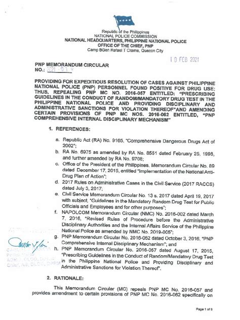 PNP MEMORANDUM CIRCULAR NO. 2014.